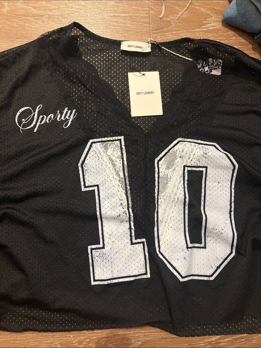 Dirty Laundry Black Mesh '10' Sporty Graphic Shirt